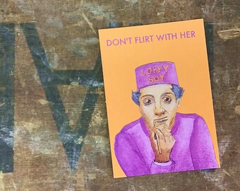 Lobby Boy Grand Budapest Hotel - Don't Flirt With Her Print Wes Anderson Postcard