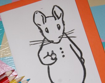 Colour Your Own Naughty Mouse Card- Free Postage