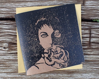 Kate Bush The Sensual World Lino Cut Album Art Blank Greetings Card - Free UK Postage