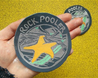 Rock Pooling Nature Outdoors Brownie Badge Guides Patch Handprinted Free UK Postage Scouts Patch Natural History