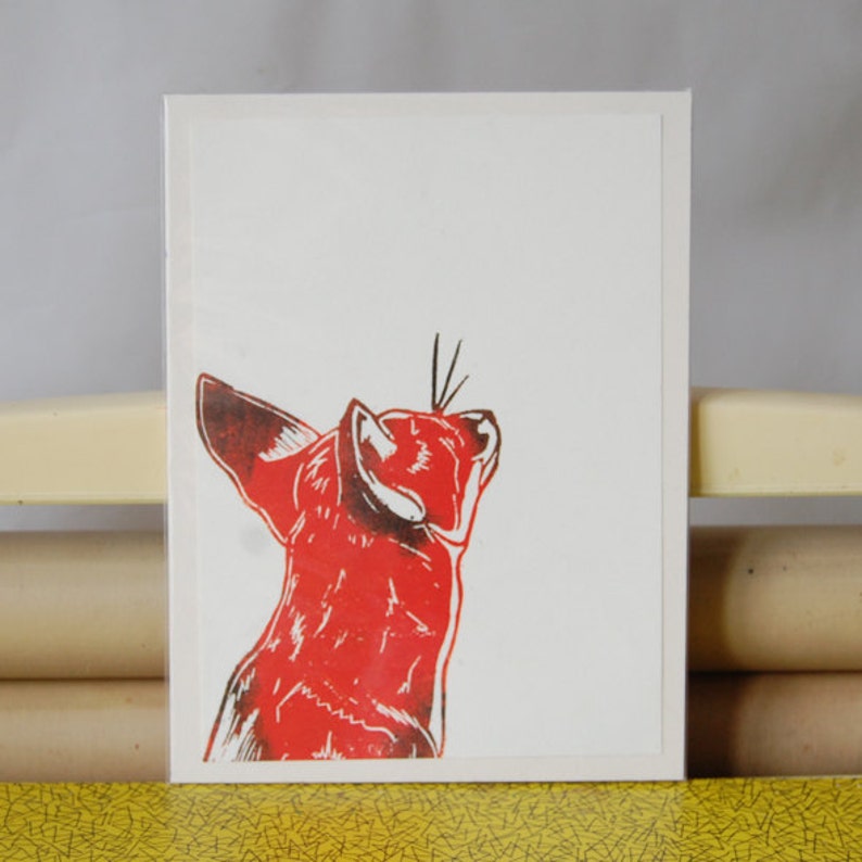 Lino Cut Little Fox Animal Wildlife Linocut Woodland Nursery Etsy