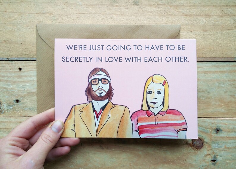 Wes Anderson Grußkarte The Royal Tenenbaums Secretly in Love Film Art Bill Murray Free UK Porto Bild 1