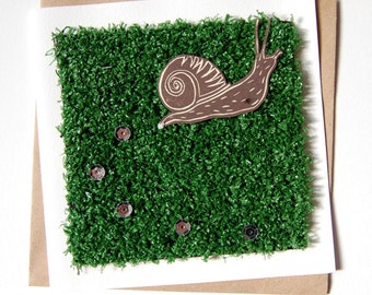 Sequins and Snail Blank Greetings Card - Free Postage