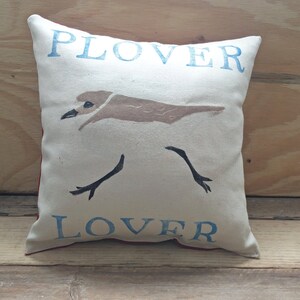 Plover Lover Nature Cushion Handmade Birdwatching Bird Gift Natural History Handprinted image 6