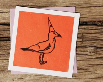 Stupid Dunce Seagull Handmade Blank Greetings Card - Free Postage