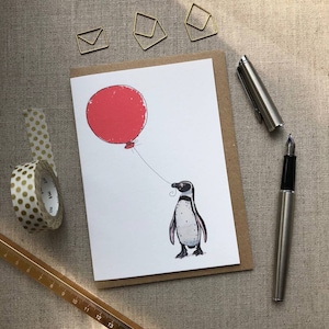 Cartão de aniversário/saudações de pinguim para amantes de animais