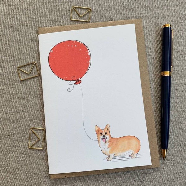 Corgi birthday greetings card for dog lover, Corgi card