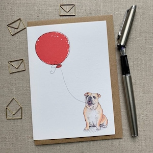 Biglietto d'auguri di compleanno per gli amanti dei cani con un bulldog britannico, biglietto d'auguri per gli amanti dei cani con un bulldog britannico