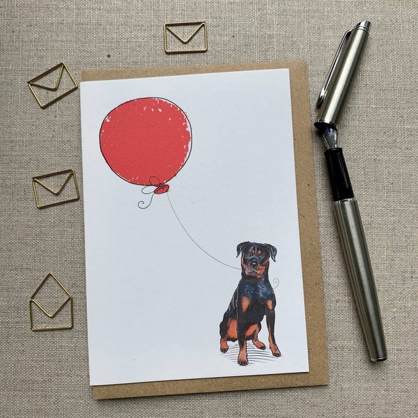 Carte de voeux d'anniversaire Rottweiler pour amoureux des chiens, carte Rottweiler