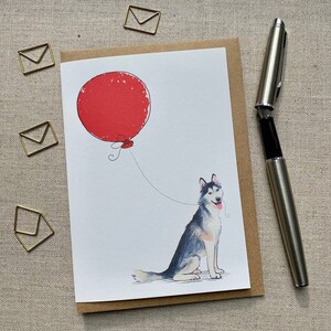 Husky birthday greetings card for dog lover, Husky Card