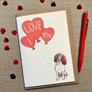 Tarjeta de San Valentín "Te amo" de Springer Spaniel para amantes de los perros