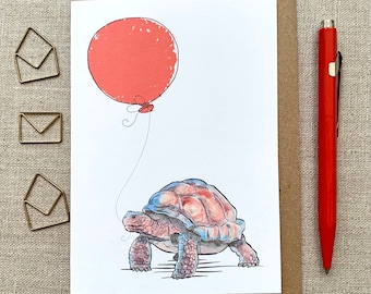 Tortoise Birthday Greetings Card for animal lover, tortoise card