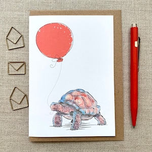 Tortoise Birthday Greetings Card for animal lover, tortoise card