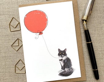 Carte de voeux d'anniversaire de chat de smoking pour les amoureux des animaux, carte de chat