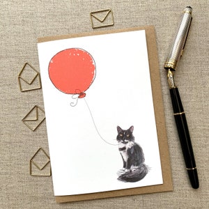 Tuxedo Cat Birthday Greetings card for animal lovers, Cat card