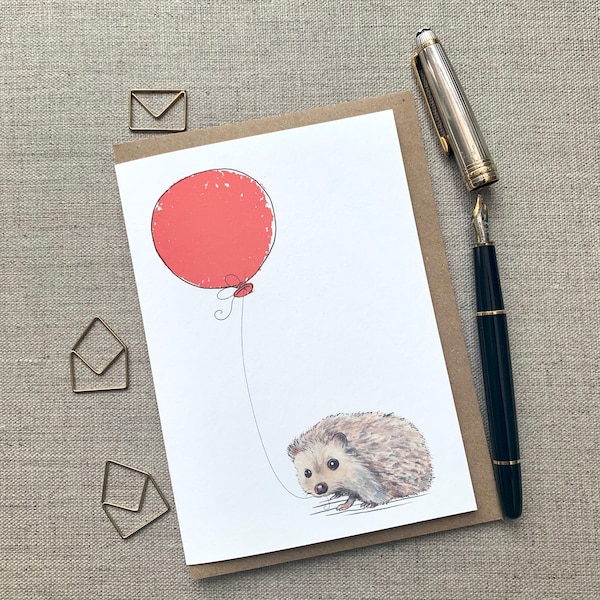 Hedgehog Birthday Greetings Card for animal lovers, Hedgehog card