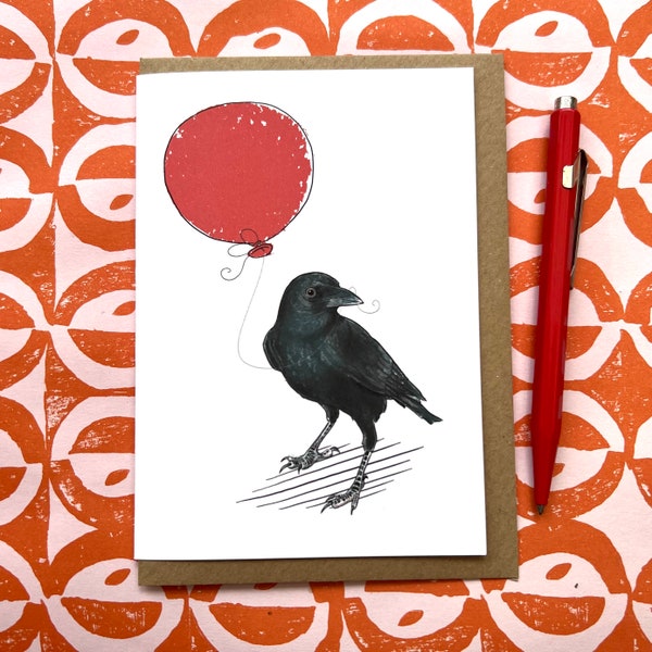 Crow Birthday Greetings Card for animal lover, Crow Card