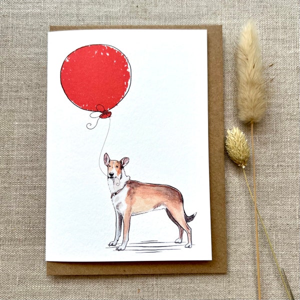 Smooth Collie dog birthday greetings card for dog lover, Collie card