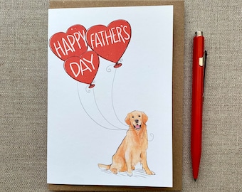 Golden Retriever Dog Fathers Day Bookmark and Greeting Card Golden Retriever Dog Fathers Day Bookmark and Greeting Card