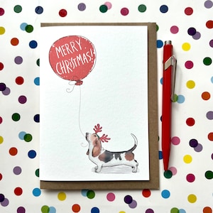 Bassett Christmas card for dog lovers
