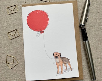 Border Terrier birthday greetings card for dog lover, Border terrier card