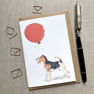 Carte de voeux d'anniversaire Fox Terrier à poil métallique pour amoureux des chiens, carte Fox terrier