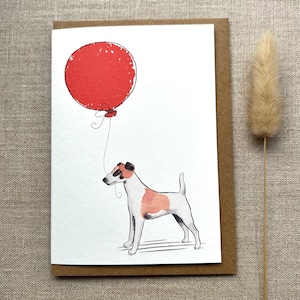 Smooth Haired Fox terrier birthday greetings card for dog lover, Fox terrier card