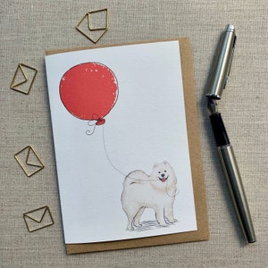 Cartão de felicitações de aniversário de Samoieda para amantes de cães, Cartão de Samoieda
