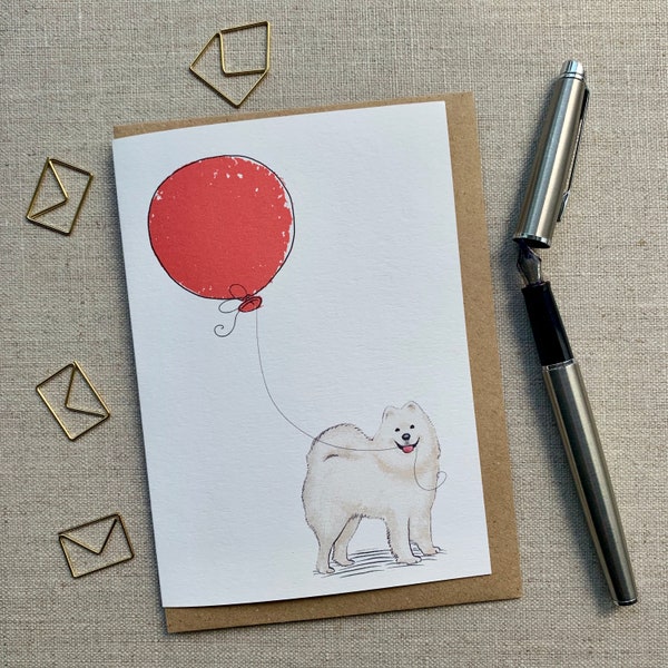Samoyed birthday greetings card for dog lover, Samoyed Card