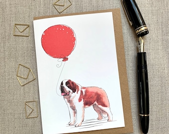 Saint Bernard birthday greetings card for dog lover, Saint bernard card