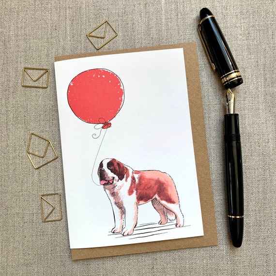 St Bernard Dog Personalised Birthday Greetings Card 
