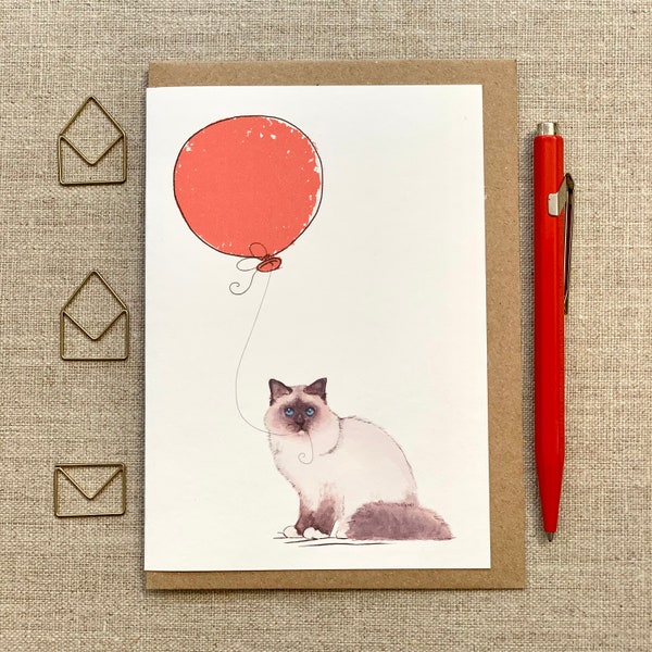 Birman cat Birthday Card for Cat lovers, Cat card