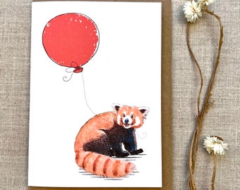 Red Panda birthday greetings card for animal lover, Red Panda Card