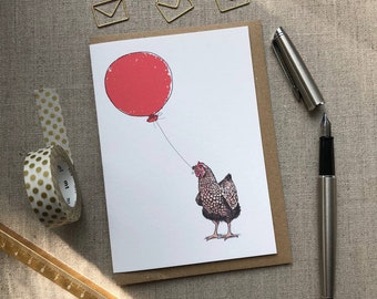 Hen Birthday Greetings Card for animal lovers, Hen card