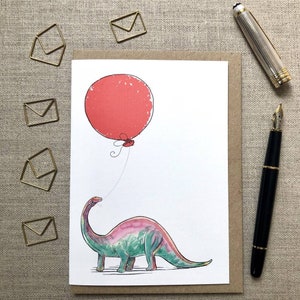 Biglietto di auguri di compleanno a tema Brontosauro per gli amanti dei dinosauri, biglietto di auguri con dinosauro