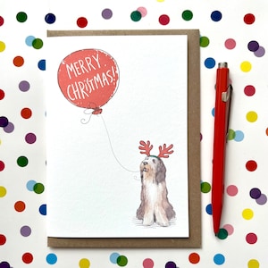 Bearded Collie Christmas card for dog lovers