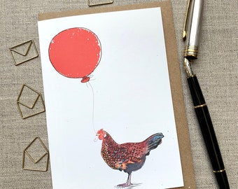 Derbyshire Redcap Hen Birthday Card for animal lovers, Hen card, Chicken card