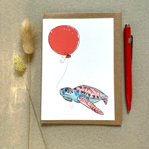 Cartão de felicitações de aniversário de tartaruga para amantes de animais, cartão de tartaruga