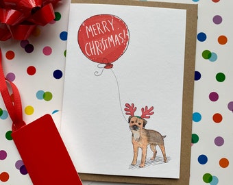 Border Terrier Christmas Card for dog lover