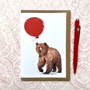Carte de voeux d'anniversaire d'ours pour les amoureux des animaux, grizzly