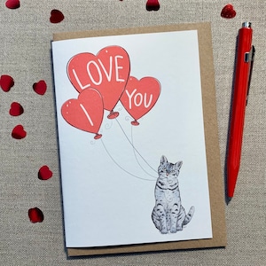 Tarjeta de San Valentín de gato atigrado: Te amo