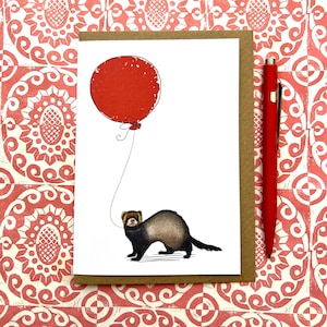 Carte de voeux d'anniversaire de furet pour les amoureux des animaux, carte de furet