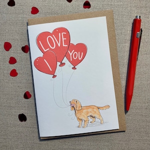 Tarjeta de San Valentín "Te amo" de Cocker Spaniel para amantes de los perros