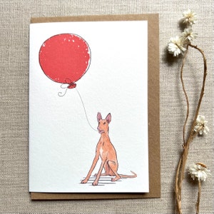 Biglietto di auguri di compleanno per gli amanti dei cani con il segugio del faraone, biglietto con il segugio del faraone