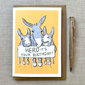Cartão de aniversário engraçado de burro para amantes de animais, Cartão de burro