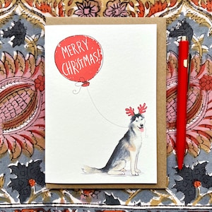 Carte de Noël Husky pour amoureux des chiens - Reindogs