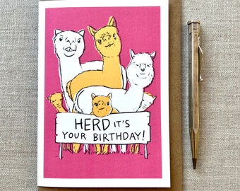 Funny Alpaca Birthday Card: Animal Lover Greeting Card