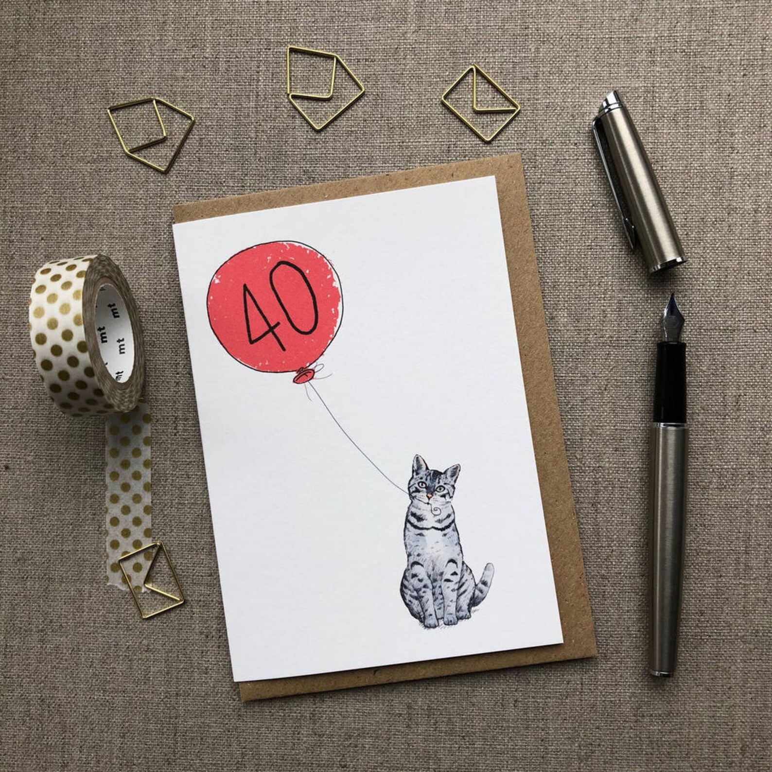 40th birthday card cat birthday card birthday card for him | Etsy