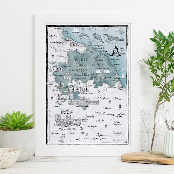 Map of the North Yorkshire Moors Print, Yorkshire map