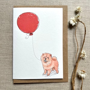 Tarjeta de felicitación de cumpleaños de Chow Chow para amantes de los perros, tarjeta de Chow Chow